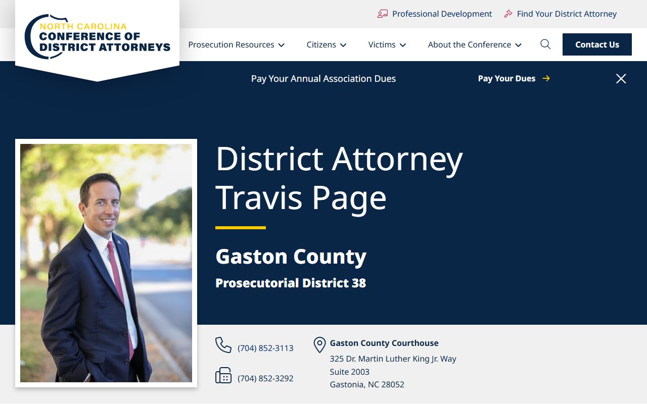 Gaston County court records after jail arrest District Attorney Travis Page page