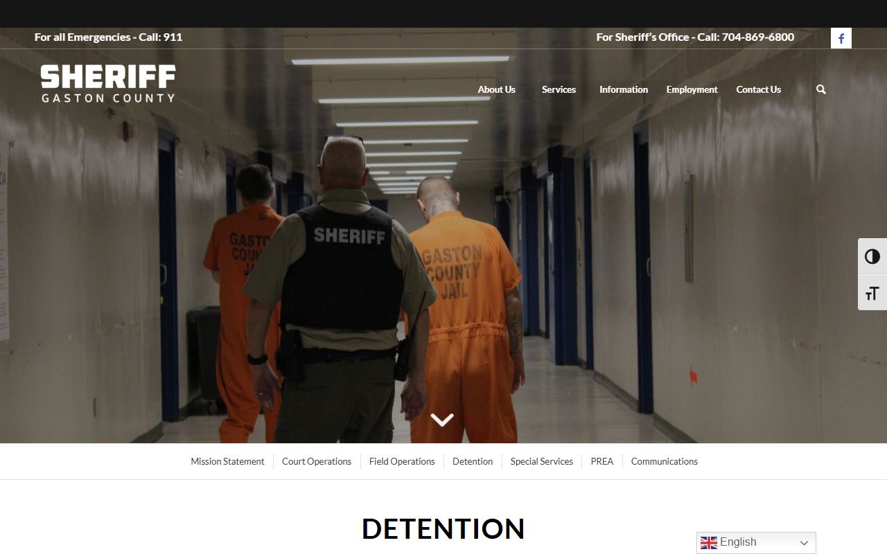 Gaston County Jail detention overview and inmate custody information